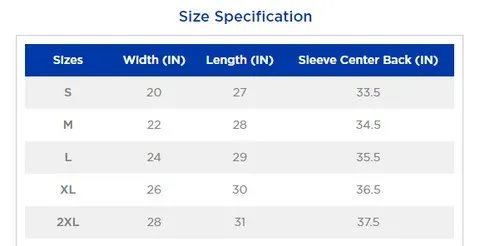 Hoodie Size Chart