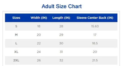 Tshirt Sizes